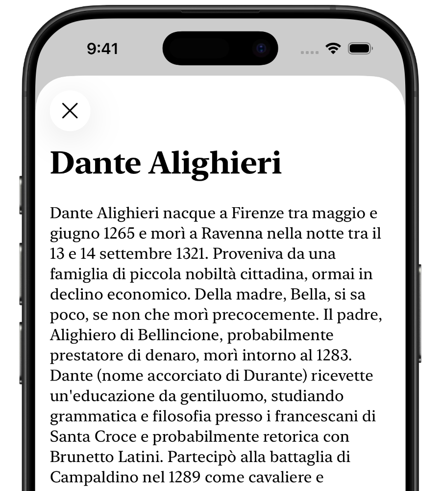 Schermata principale dell'app